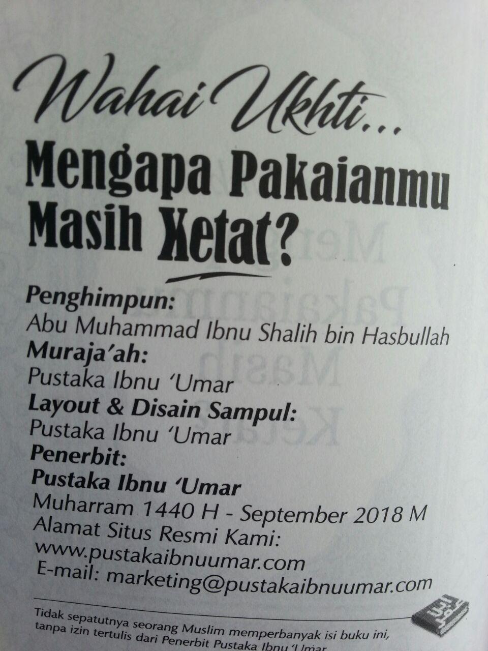 Buku Saku Wahai Ukhti Mengapa Pakaianmu Masih Ketat isi 2