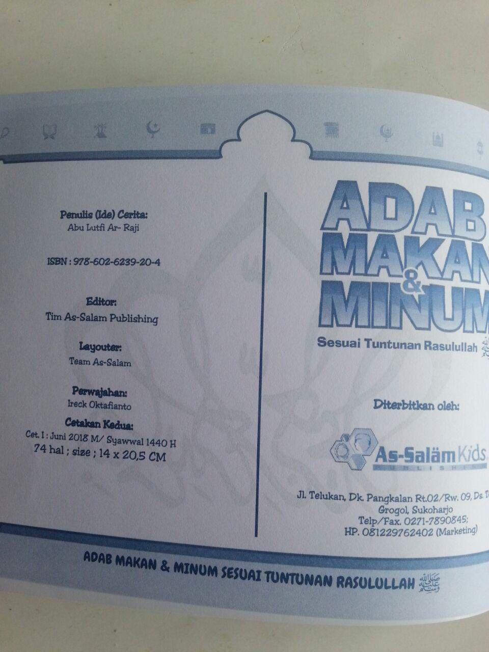 Buku Anak Adab Makan Dan Minum Sesuai Tuntunan Rasulullah isi