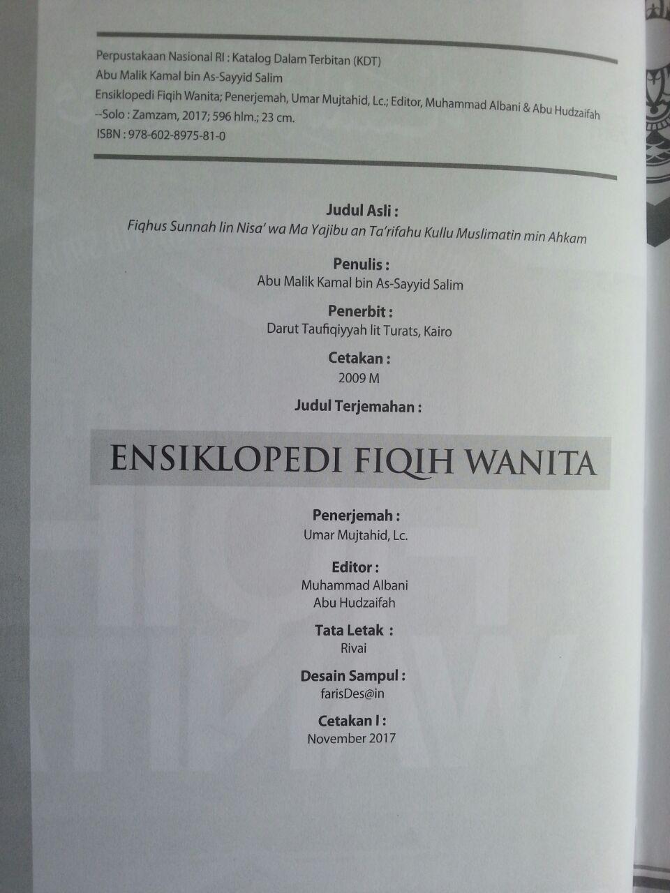 Buku Ensiklopedi Fiqih Wanita Pembahasan Lengkap Masalah Wanita isi