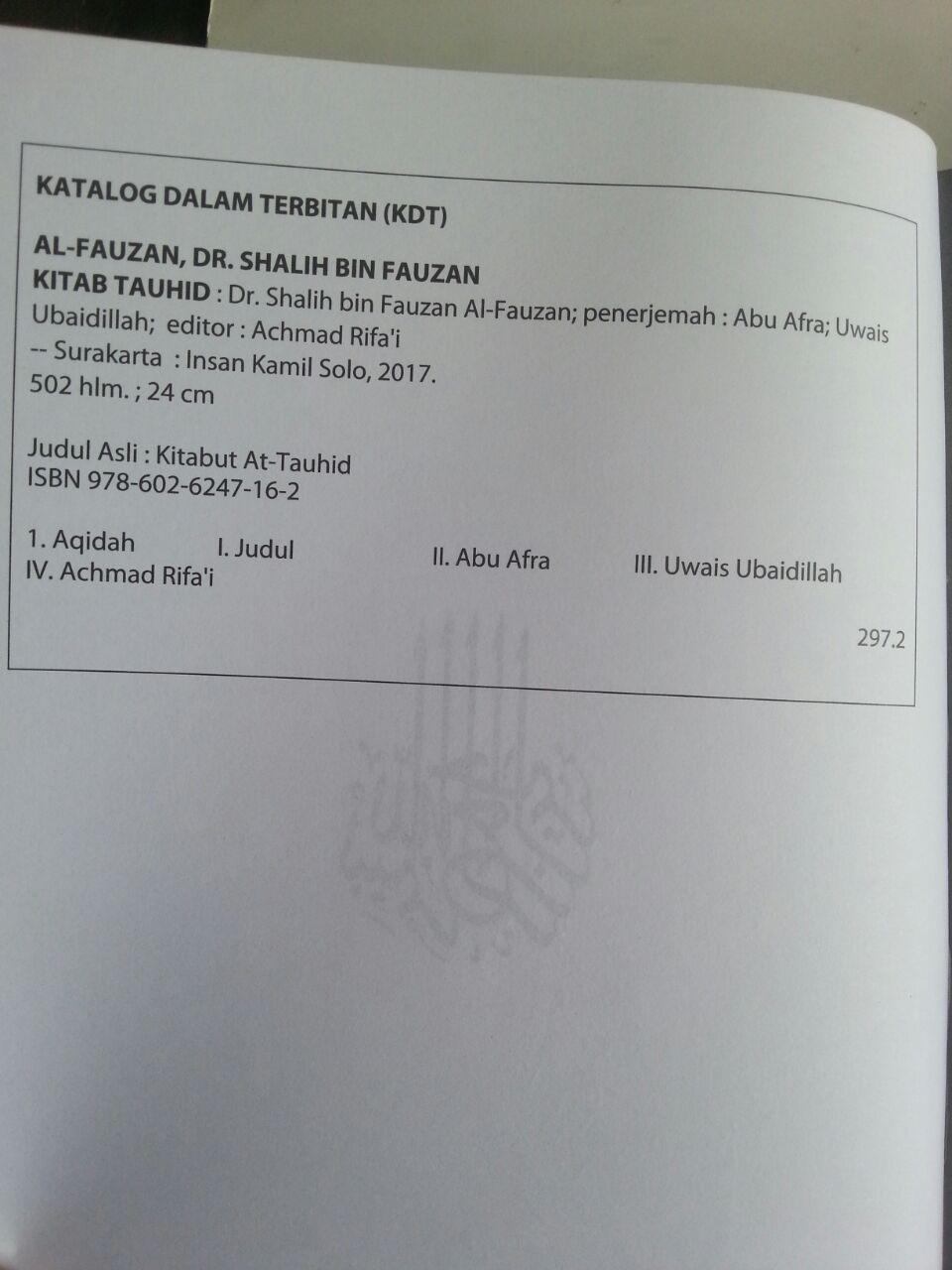 Buku Kitab Tauhid Syaikh Fauzan isi
