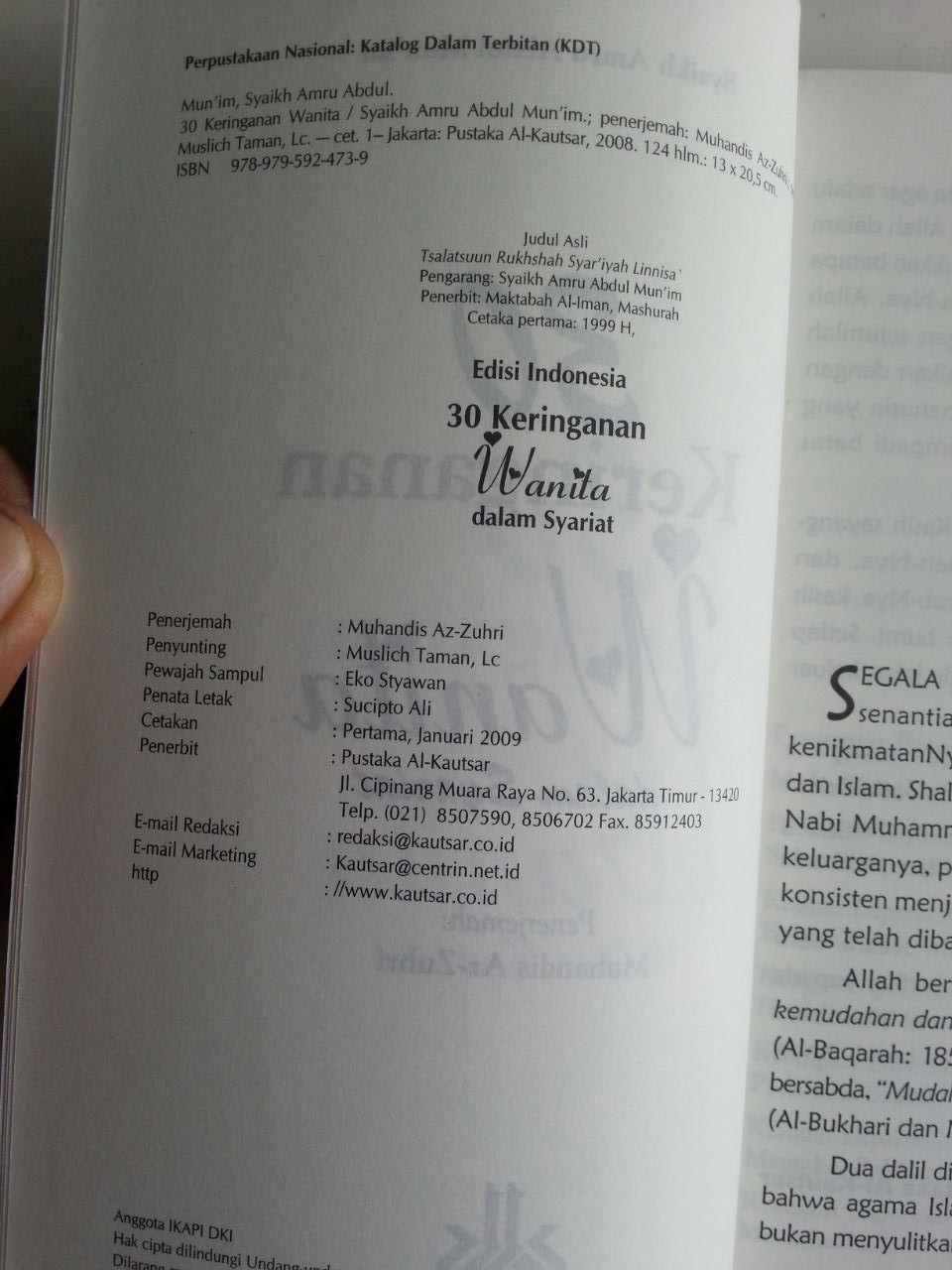 Buku 30 Keringanan Wanita Menurut Syariat isi