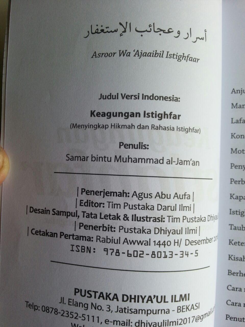 Buku Keagungan Istighfar Menyingkap Hikmah Dan Rahasia isi