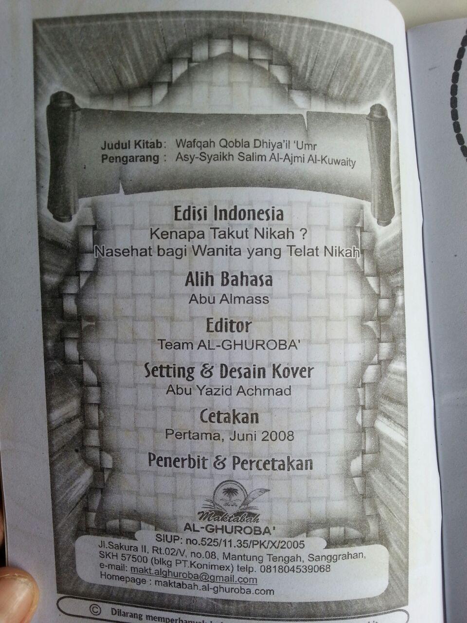 Buku Kenapa Takut Nikah Nasihat Bagi Wanita Yang Telat Nikah isi 2