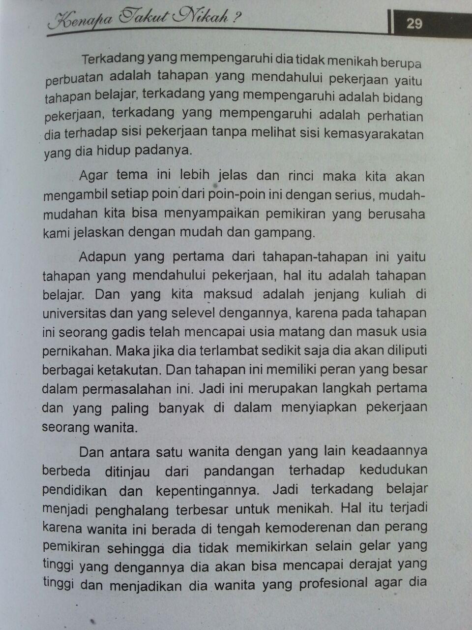 Buku Kenapa Takut Nikah Nasihat Bagi Wanita Yang Telat Nikah isi 3