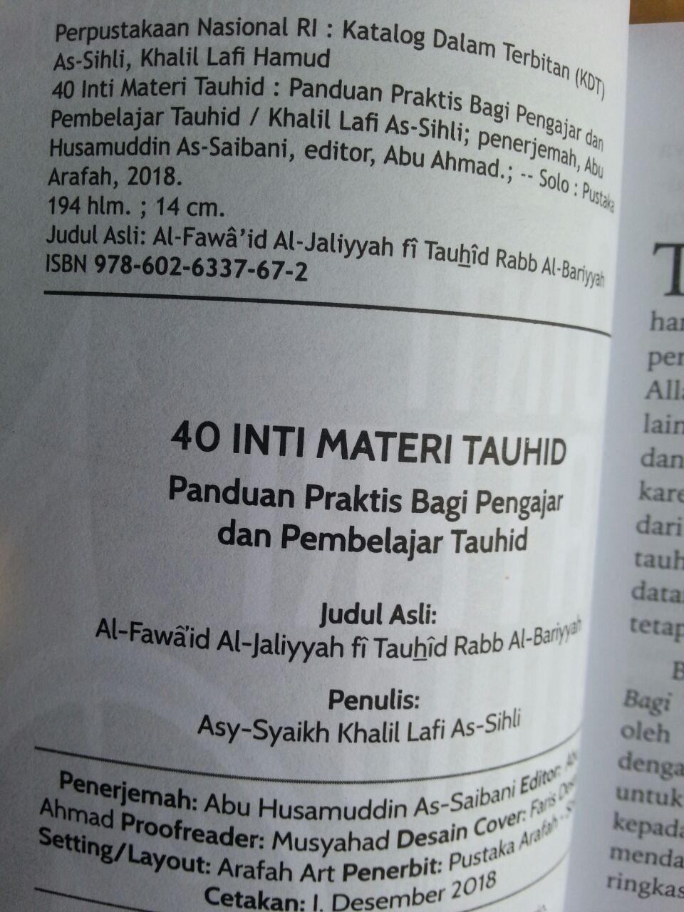 Buku 40 Inti Materi Tauhid Panduan Praktis Pengajar Pembelajar isi