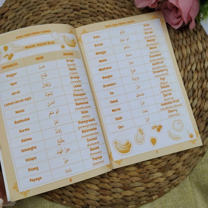Buku Kamus Anak Pintar Indonesia-Arab-Inggris 3 Bahasa