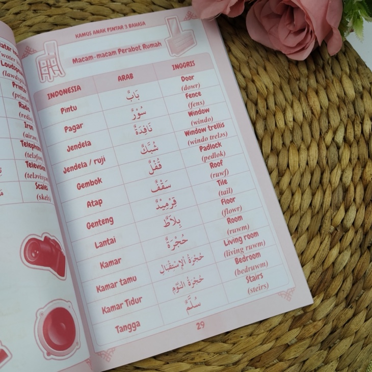 Buku Kamus Anak Pintar Indonesia-Arab-Inggris 3 Bahasa