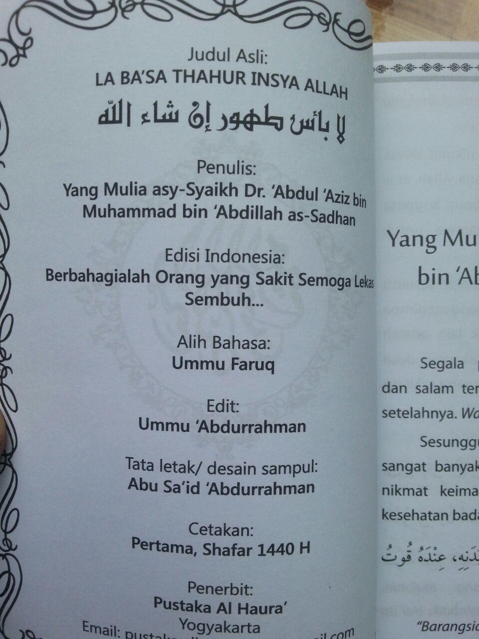 Buku Laa Ba'sa Bihi Berbahagialah Orang Yang Sakit isi 2