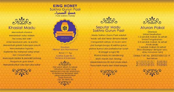 Madu Mesir Sokhro Gurun Pasir Kualitas Super 1 Kg Label