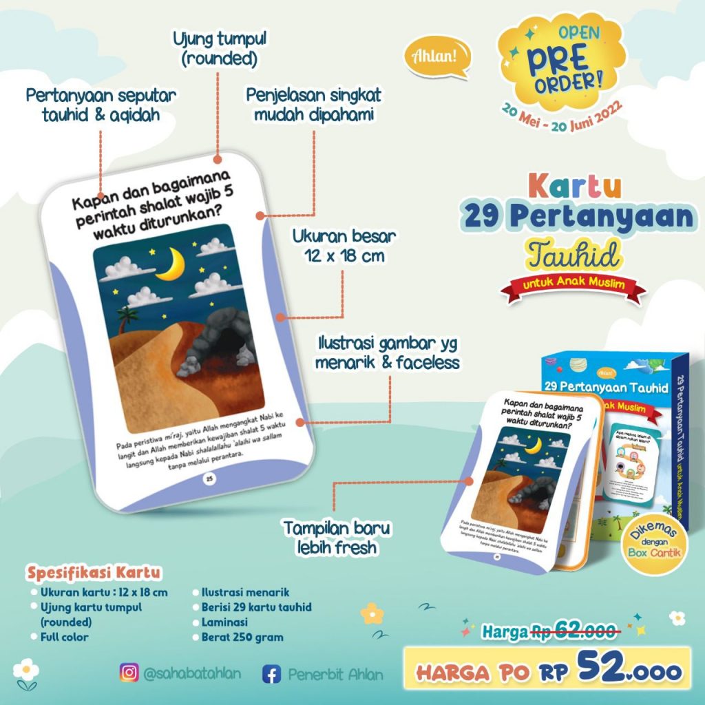 Flash Card Kartu 29 Pertanyaan Tauhid Untuk Anak Muslim