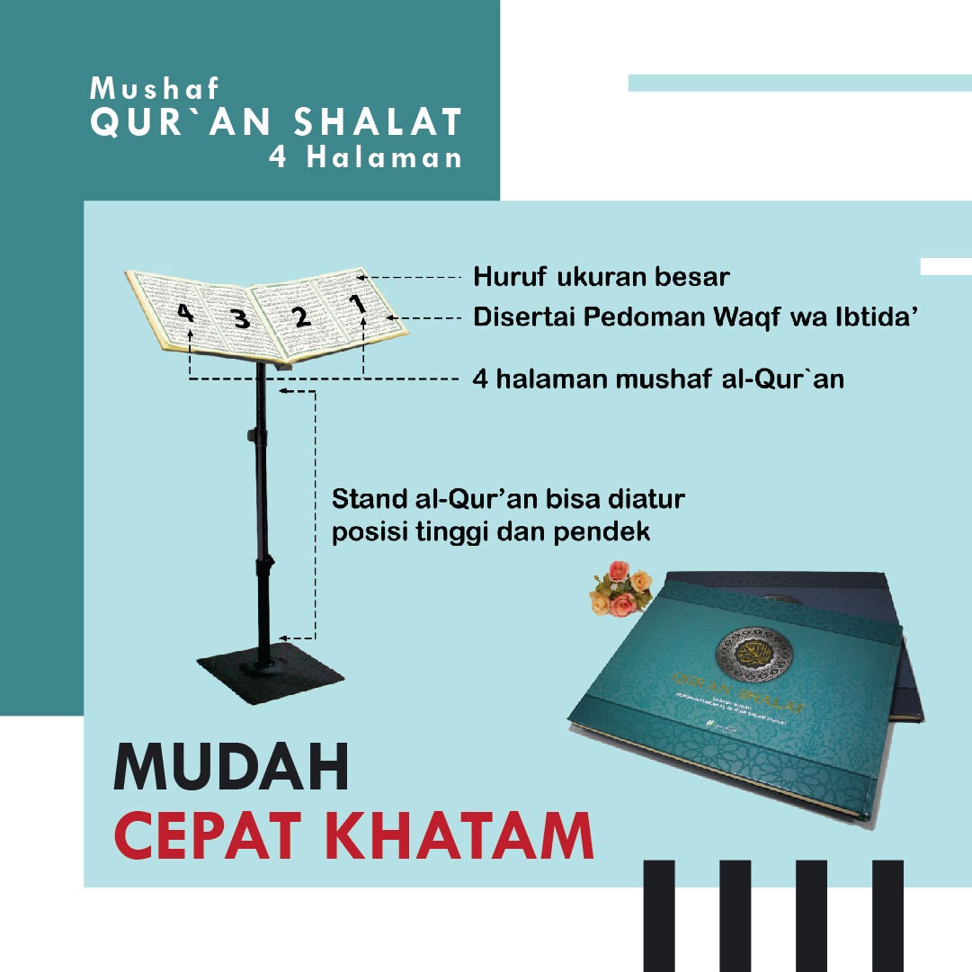Al-Qur’an Shalat Mushaf 4 Halaman Sarana Mudah Khatam Plus Stand 2