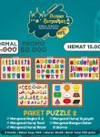 Paket Puzzle 2 Huruf Besar Kecil Latin Hijaiyah Angka 0-20 Bangun Datar Warna
