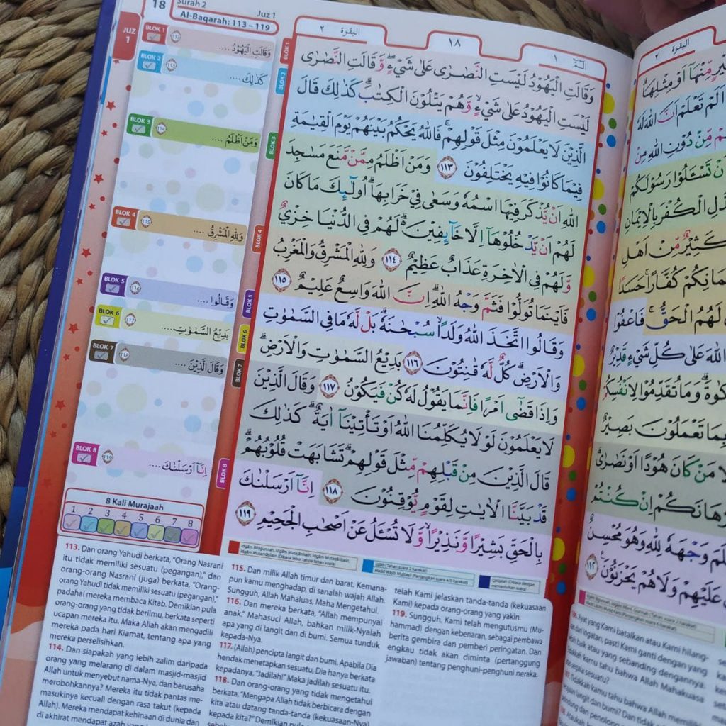 Al-Qur'an Hafalan Hafazan Junior 8 Blok Berwarna Ukuran A5