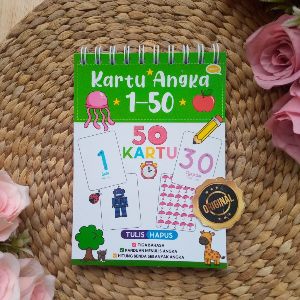 Kartu Angka Anak Tulis Hapus 1-50